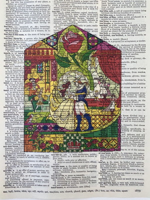 Beauty and the Beast print on dictionary page new