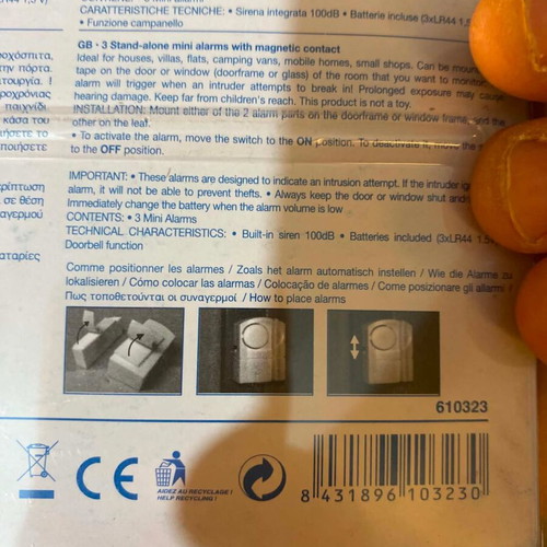 Astrell Mini Door Window Alarms Set 3 New 100dB Magnetic Contact
