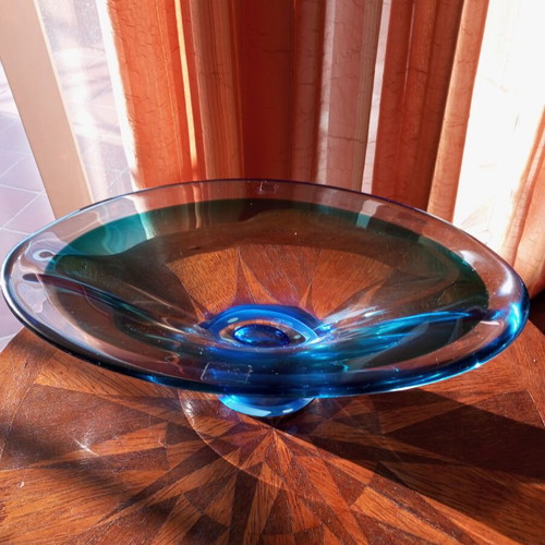 Kosta Boda Vision crystal bowl blue, design Göran Wärff