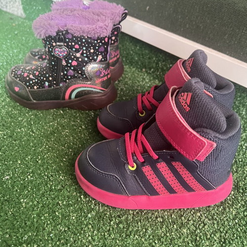 Skechers and Adidas kids shoes like new, size 23, colorful