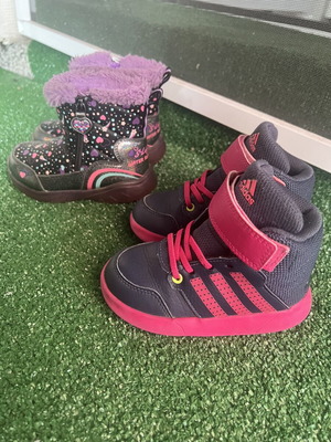 Skechers and Adidas kids shoes like new, size 23, colorful