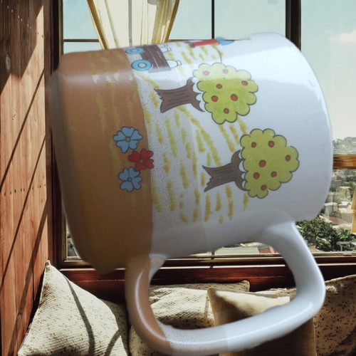 Farmer Boy 1983 vintage mug like new with farmer and apple trees