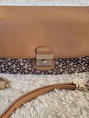 DKNY Signature Logo shoulder bag used, brown and beige