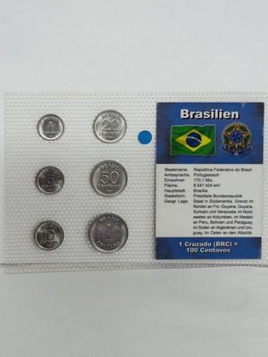 Brazil 6-Coin Uncirculated Presentation Set 1986-88 German Collector Edition