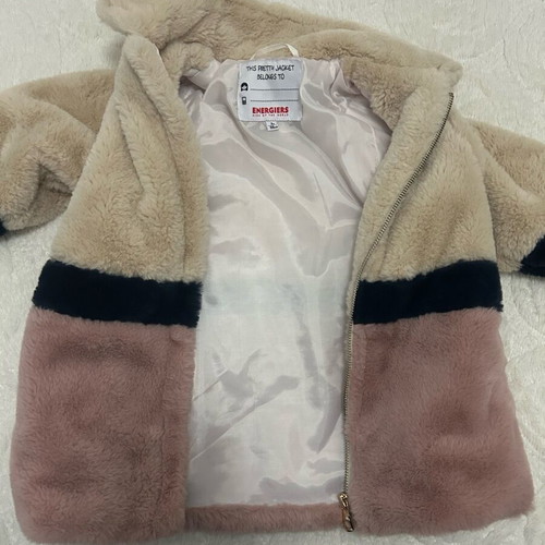 Energiers kids faux fur coat like new for 3 years old, beige with zipper