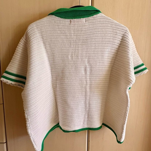 Karavan Penelope polo shirt like new, white with green collar