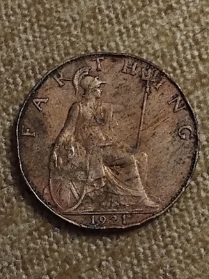 Νόμισμα United Kingdom 1 Farthing 1921 George V μεταχειρισμένο, σπάνιο