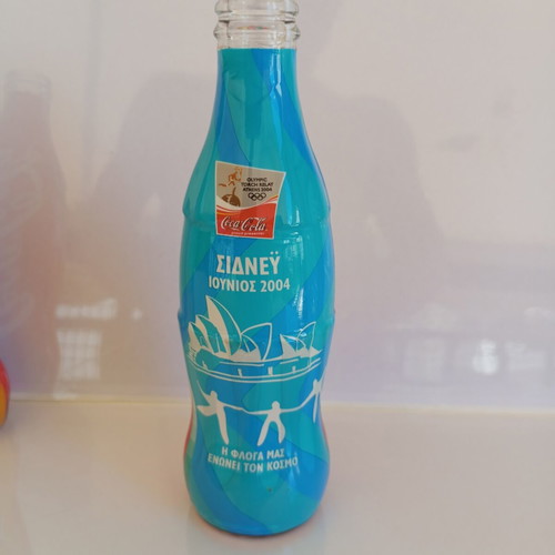 Coca-Cola collectible bottles used, Athens 2004 Olympic Torch Relay set of 3