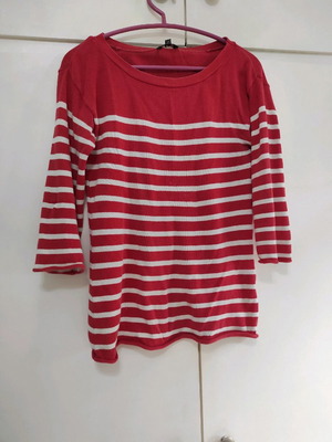 Μαρινιέρα μεταχειρισμένη κόκκινη λευκή Small λεπτό πλεκτό ριγέ μανίκι 3/4