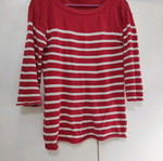 Mariniere used red white Small thin knitted striped sleeve 3/4