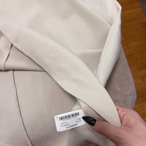 Zara set beige with asymmetrical turtleneck blouse and pants like new