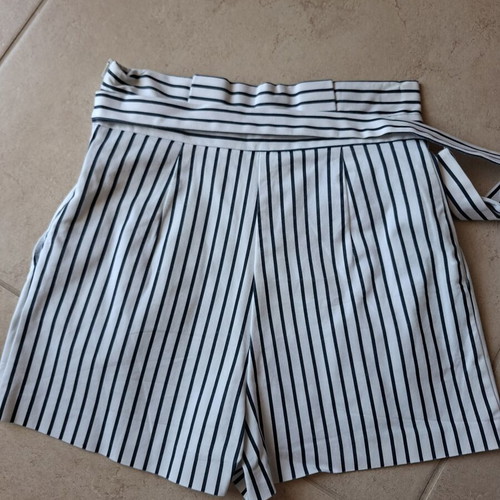 Zara paper bag high-waist shorts like new, white and blue, size S