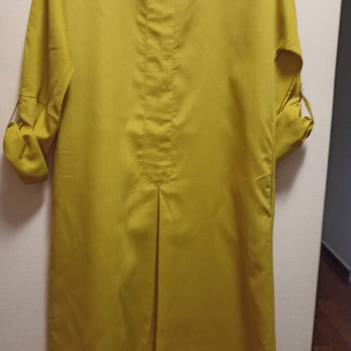 Maxi dress yellow mustard size M like new, cotton, long sleeves