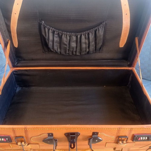 Set of 3 vintage leather suitcases new brown