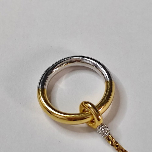 PHORIA Hookup Chain Ring δαχτυλίδι μεταχειρισμένο, ασημένιο επιχρυσωμένο με λευκό τοπάζι