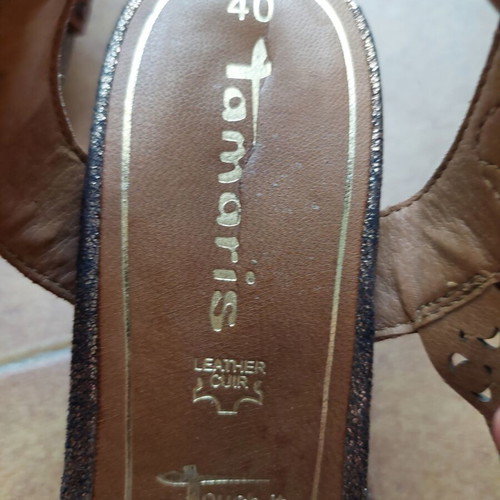 Tamaris leather platform sandals like new, size 40, brown