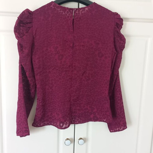 & Other Stories blouse purple/fuchsia with puff sleeves, like new, XS