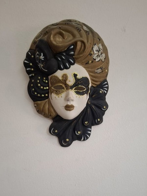 Vintage Venetian Wall Mask handmade, plaster, like new, 26cm