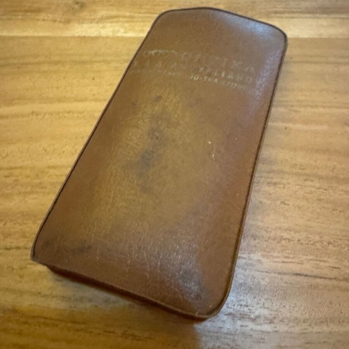 Vintage leather glasses case used brown
