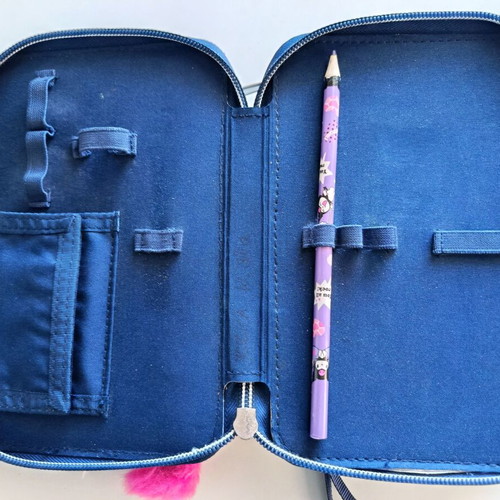 Miss Melody triple pencil case used, filled