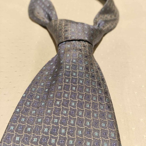 Vintage men's grey tie 60s 70s 100% silk used