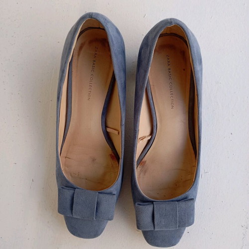 Zara kitten heels used, blue pumps with bow