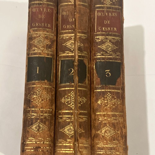 French books 3 volumes used, OEUVRES COMPLETES DE SALOMON GESSNER 1807