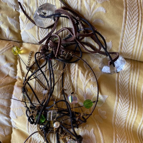 Necklace with semi-precious stones and Swarovski used, for repair or materials