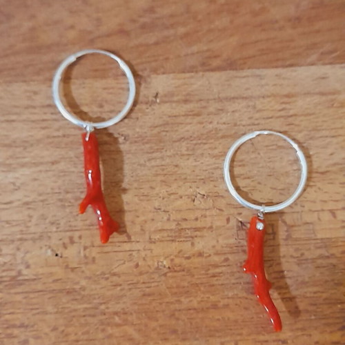 Silver 925 earrings with coral, new