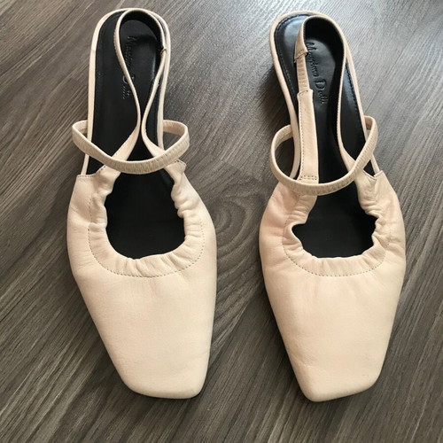 Massimo Dutti slingback sandals size 37 new beige and white
