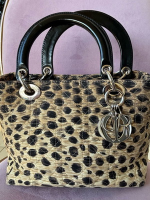 Lady Dior τσάντα χειρός μεταχειρισμένη, μπεζ