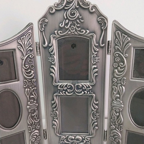 Godinger Victorian Bouquets Silver Plated 3-Panel Folding Photo Frame