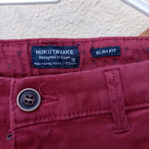 Nukutavake men's jeans used, slim fit, dark burgundy