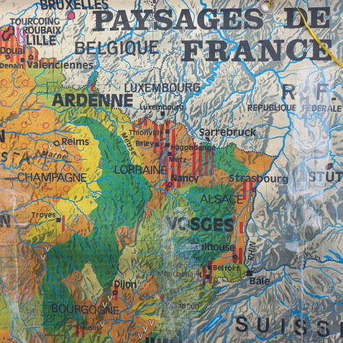 France map old used double-sided 100x124 cm