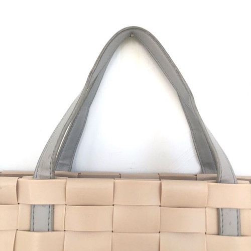 Handed by tote bag used, beige, recycled plastic