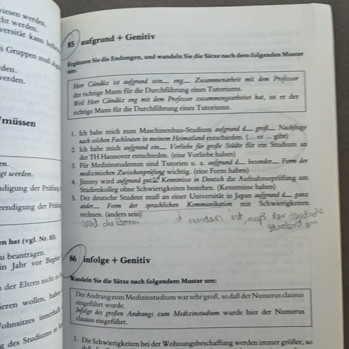 Deutsch für Studenten Grammatisches Arbeitsbuch used