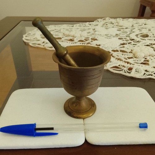 Vintage brass mortar with pestle used