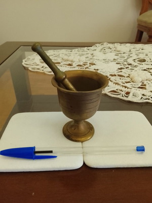 Vintage brass mortar with pestle used