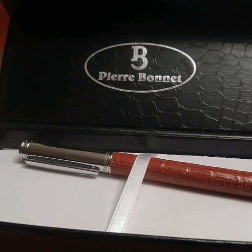 Pierre Bonet silver pen red color with leather case new