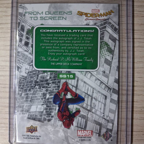 J.J. Totah Marvel Spider-Man Homecoming Upper Deck Autograph Card 2017