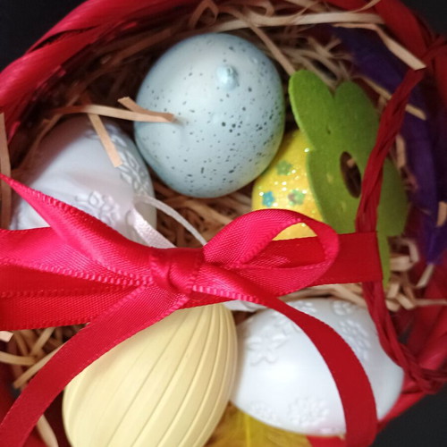 Easter decorative basket with eggs used