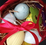 Easter decorative basket with eggs used