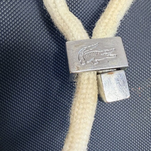 Lacoste bucket bag crossbody used, navy and beige