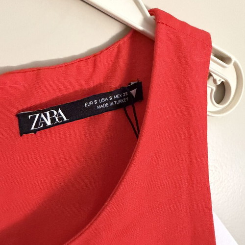 Zara coral short A-line dress with party shoulders new