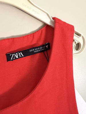 Zara coral short A-line dress with party shoulders new