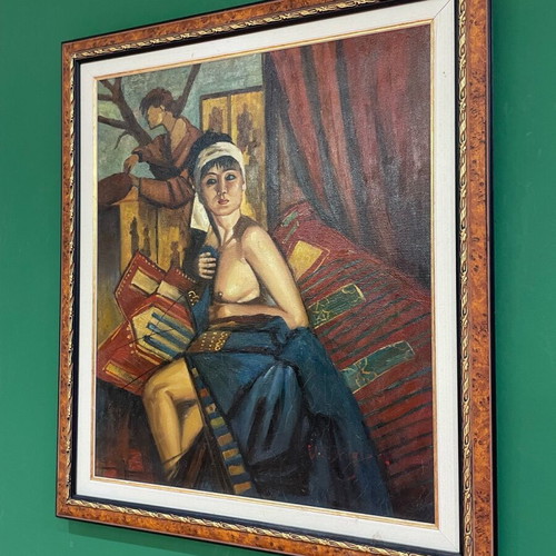 Oil painting used by W. Douglas with carved frame