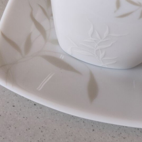 SP Tableware tea set with 6 cups and 6 saucers, white porcelain