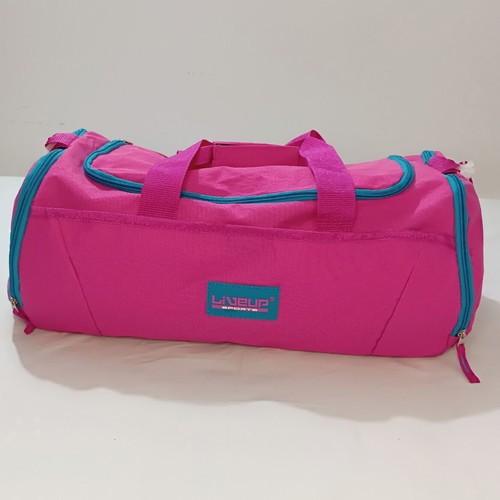 LiveUp Sports gym bag, fuchsia with turquoise details