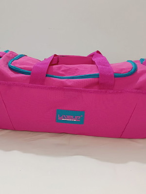 LiveUp Sports gym bag, fuchsia with turquoise details