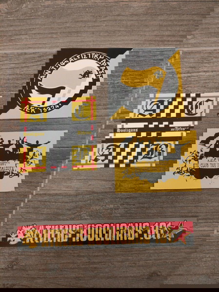 4 Συλλεκτικά Αυτοκόλλητα ΑΕΚ Stickers Football AEK CLUB Σύνδεσμος Original 21 Athens Συνδεσμιακά
